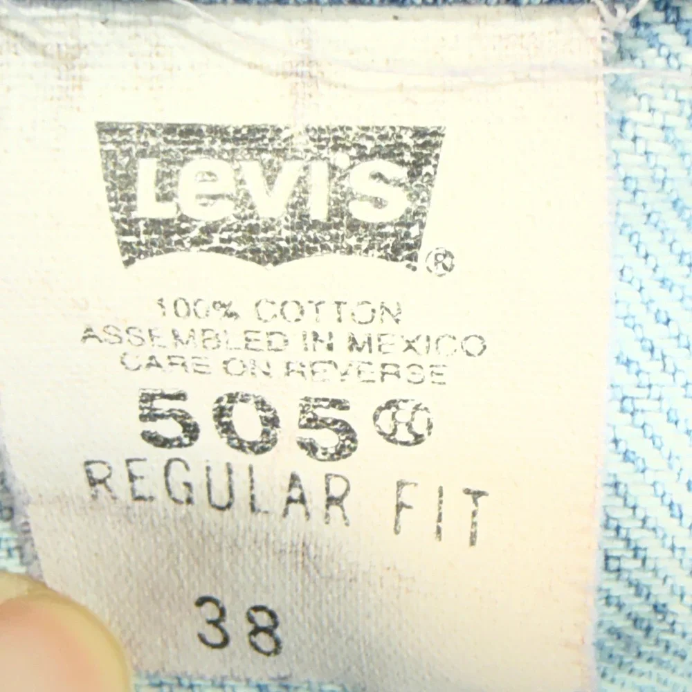 Levi's 505 Jean Shorts Mens 38 Light Wash Distressed Orange Tab Vintage 90s